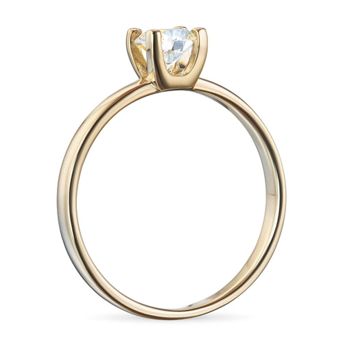 14K Yellow Gold Ring with 1 Round-Cut Lab-Created Diamond 0.53 CT.TW