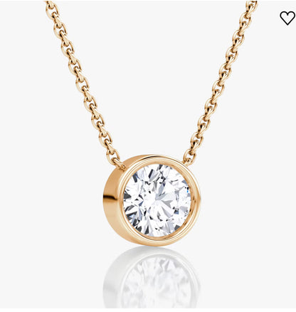 AGI Certified 1.00 Ctw Bezel Set Round Lab Grown Diamond Pendant -
