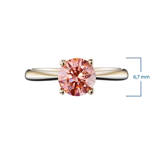 14K Yellow Gold Ring with 1 Round-Cut Lab-Created Diamond 0.775 CT.TW