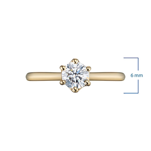 14K Yellow Gold Ring with 1 Round-Cut Lab-Created Diamond 0.364 CT.TW