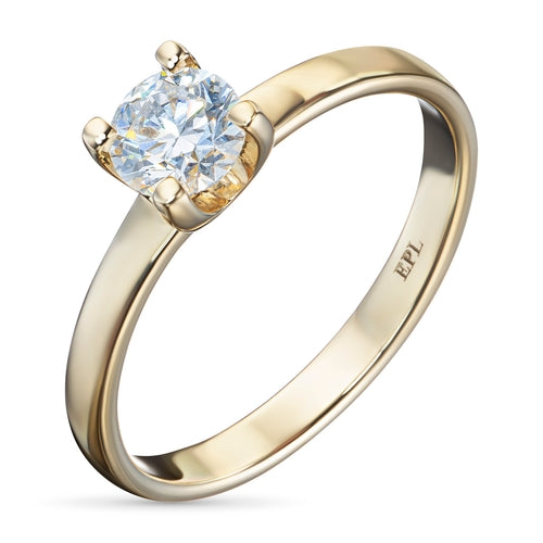 14K Yellow Gold Ring with 1 Round-Cut Lab-Created Diamond 0.53 CT.TW