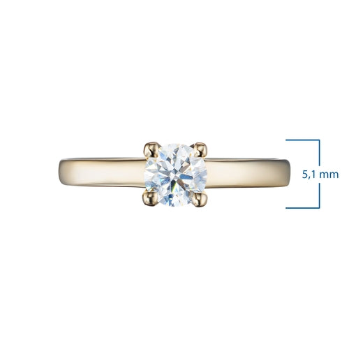 14K Yellow Gold Ring with 1 Round-Cut Lab-Created Diamond 0.53 CT.TW
