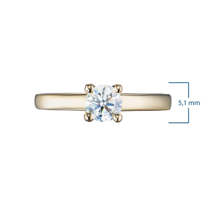 14K Yellow Gold Ring with 1 Round-Cut Lab-Created Diamond 0.53 CT.TW