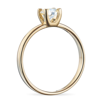 14K Yellow Gold Ring with 1 Round-Cut Lab-Created Diamond 0.53 CT.TW