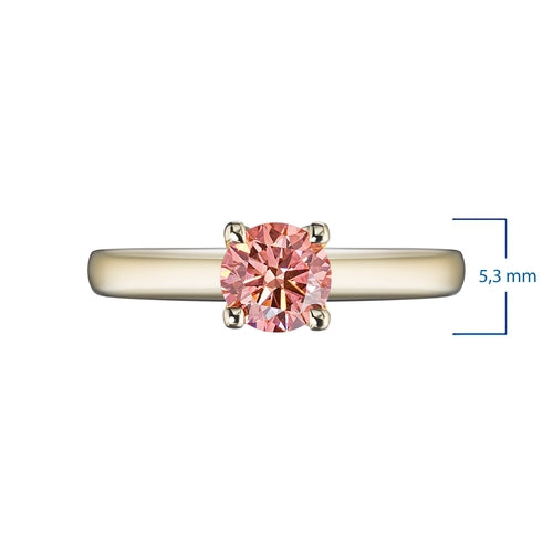 14K Yellow Gold Ring with 1 Round-Cut Lab-Created Diamond 0.36 CT.TW
