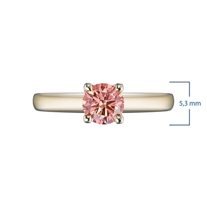 14K Yellow Gold Ring with 1 Round-Cut Lab-Created Diamond 0.36 CT.TW
