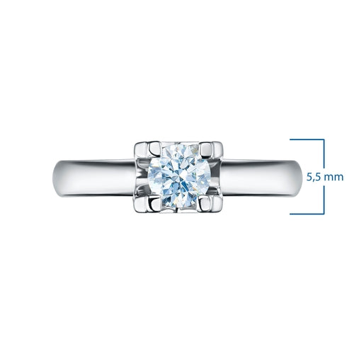 14K White Gold Ring with 1 Round-Cut Lab-Created Diamond 1.1 CT.TW