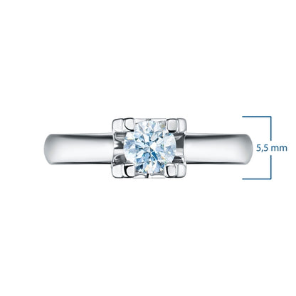 14K White Gold Ring with 1 Round-Cut Lab-Created Diamond 1.1 CT.TW