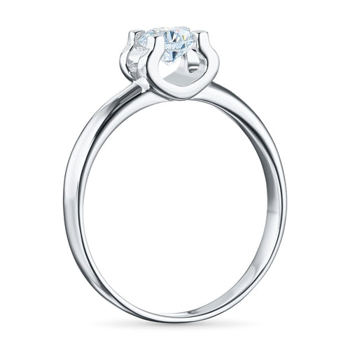 14K White Gold Ring with 1 Round-Cut Lab-Created Diamond 1.1 CT.TW