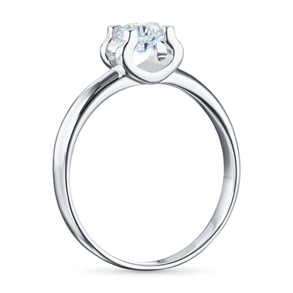 14K White Gold Ring with 1 Round-Cut Lab-Created Diamond 1.1 CT.TW