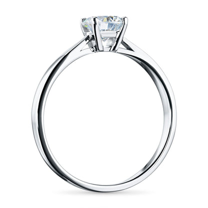 14K White Gold Ring with 1 Round-Cut Lab-Created Diamond 0.564 CT.TW