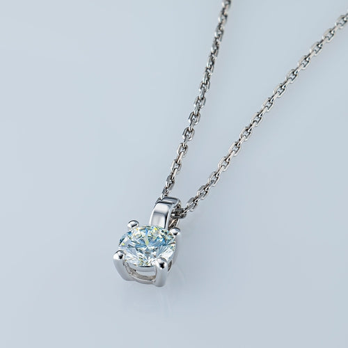 14K White Gold Pendant with 1 Round-Cut Lab-Created Diamond 0.78 CT.TW