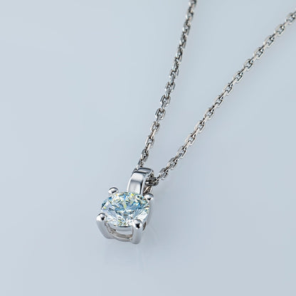 14K White Gold Pendant with 1 Round-Cut Lab-Created Diamond 0.78 CT.TW