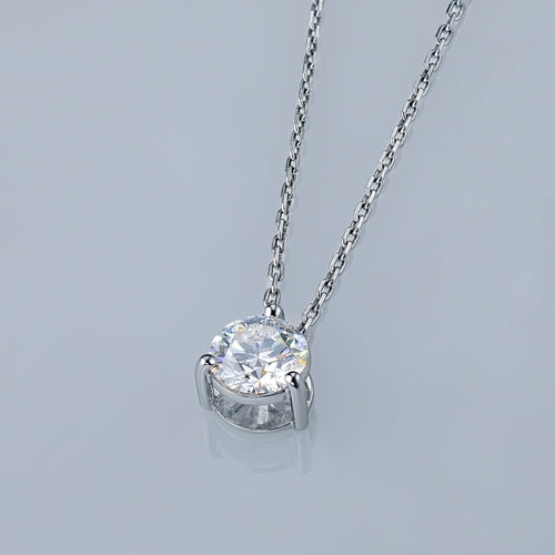 14K White Gold Pendant with 1 Round-Cut Lab-Created Diamond 1.005