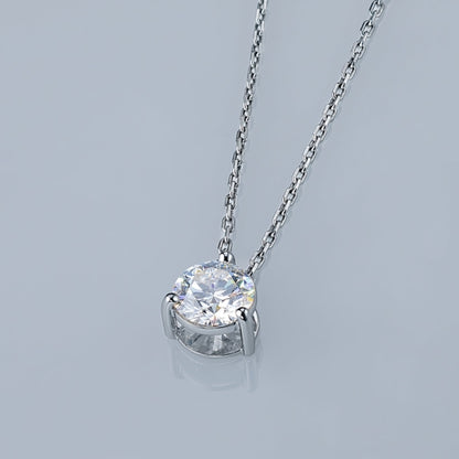 14K White Gold Pendant with 1 Round-Cut Lab-Created Diamond 1.005
